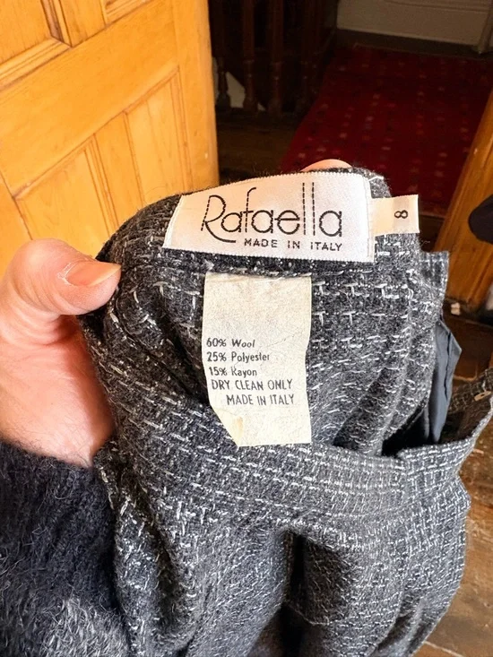 Vintage Grey Plaid Woven Wool-blend Full Midi Skirt - Picture 3 of 6